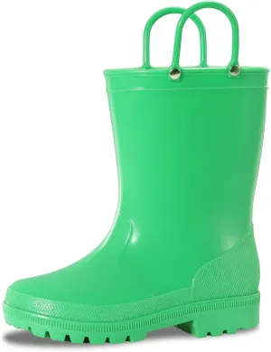 Toddler Rain Boots,Waterproof Kids Rain Boots with Easy-on Handles for Boys and Girls