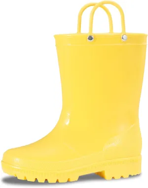 Toddler Rain Boots,Waterproof Kids Rain Boots with Easy-on Handles for Boys and Girls