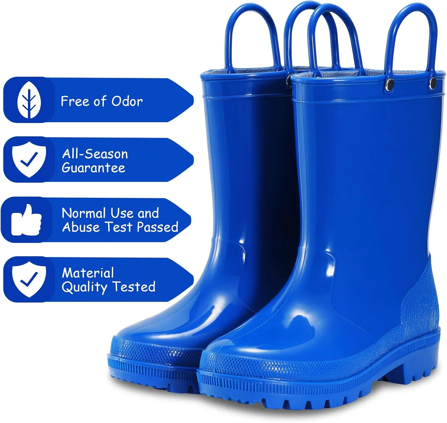 Toddler Rain Boots,Waterproof Kids Rain Boots with Easy-on Handles for Boys and Girls