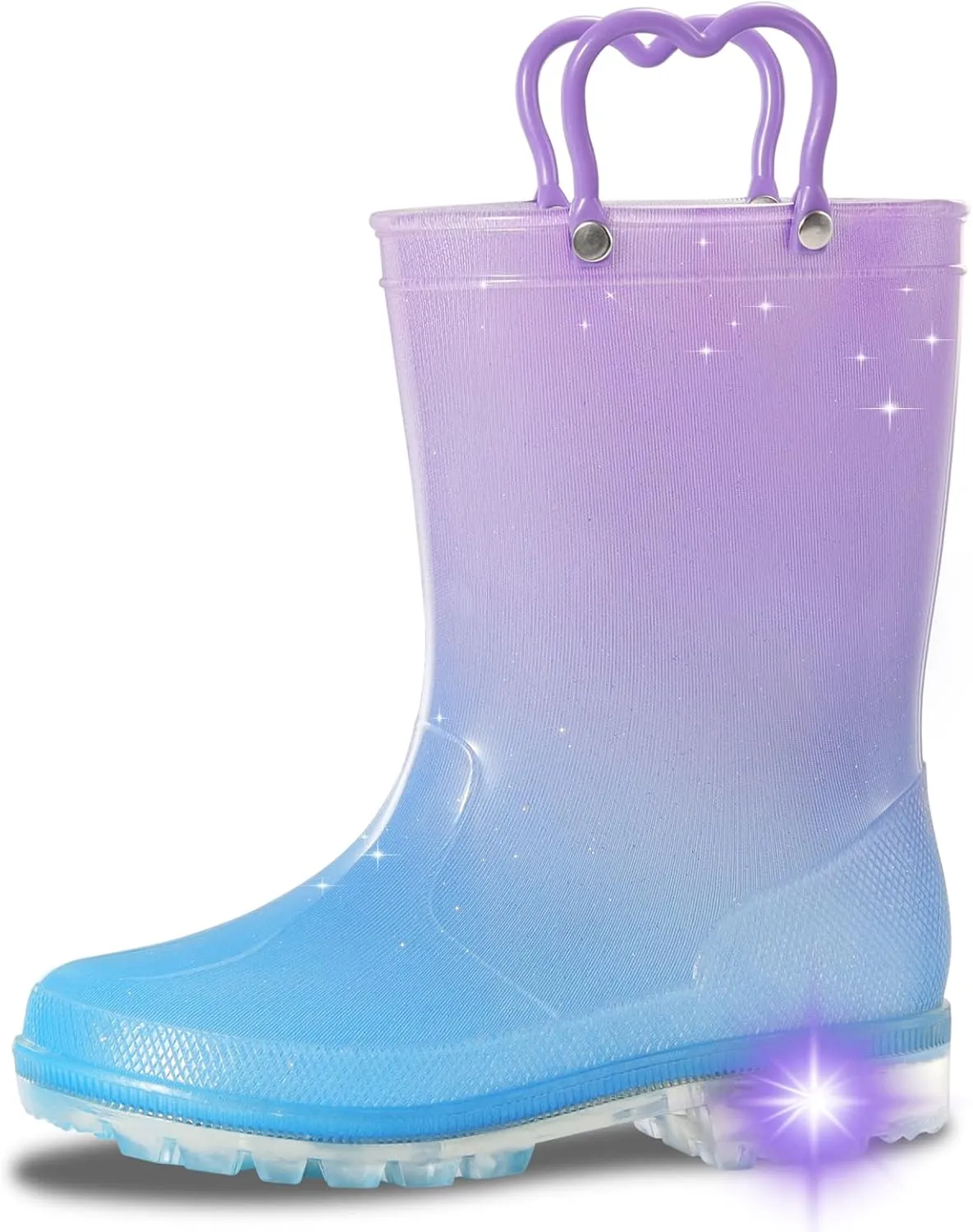 Toddler Rain Boots,Waterproof Light Up Kids Rain Boots with Easy-on Handles for Boys and Girls