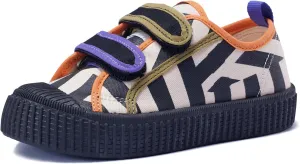 Toddler Shoes for Boys & Girls, Canvas Dual Hook and Loops Sneakers with Candy-Colored Sole