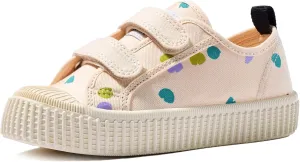 Toddler Shoes for Boys & Girls, Canvas Dual Hook and Loops Sneakers with Candy-Colored Sole