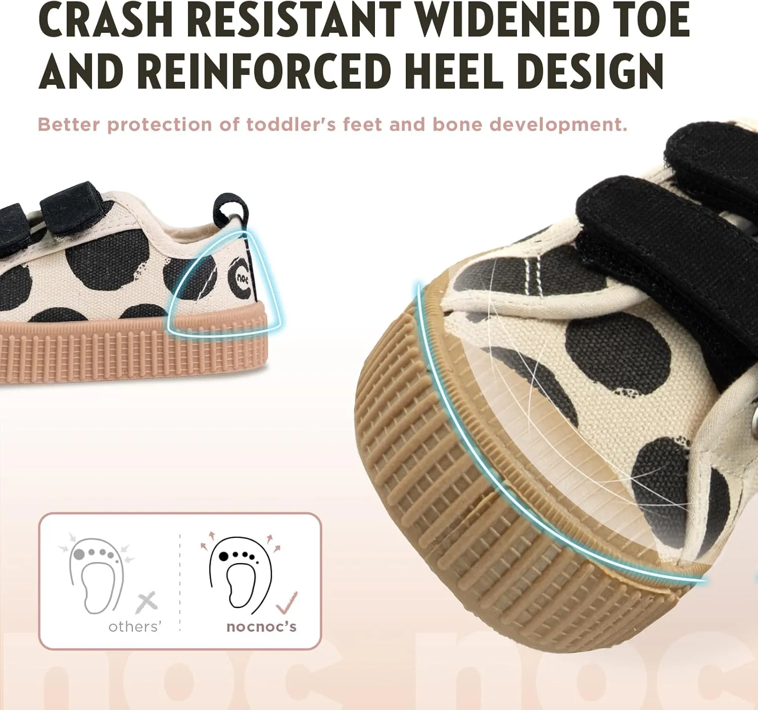 Toddler Shoes for Boys & Girls, Canvas Dual Hook and Loops Sneakers with Candy-Colored Sole