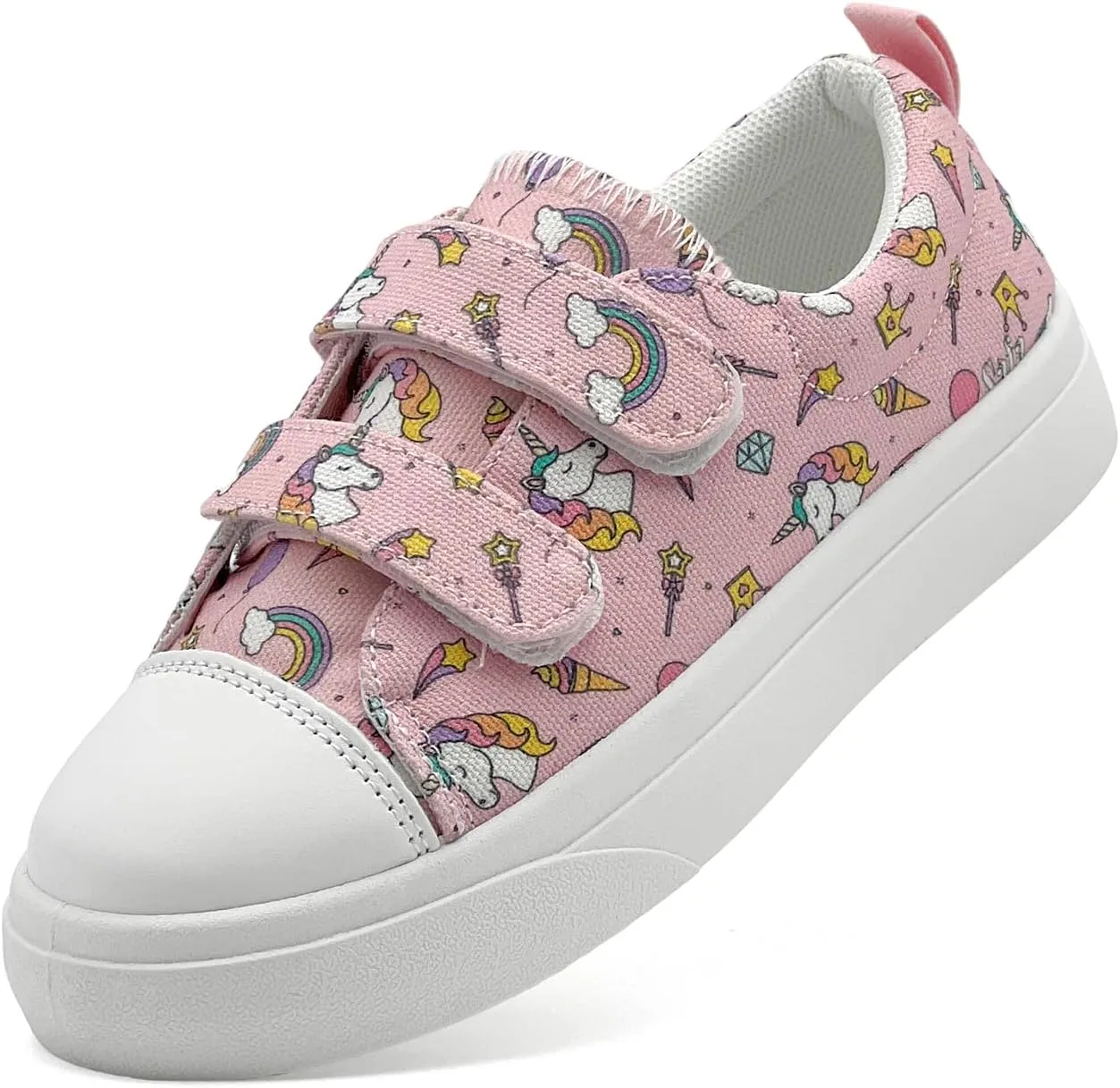 Toddler Shoes for Boys and Girls Kids Comfortable Breathable Non-Slip Canvas Sneakers with Dual Hook and Loops