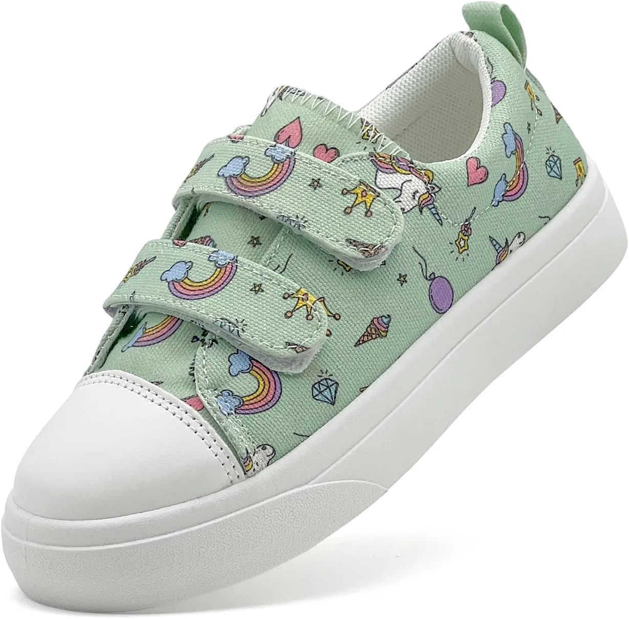 Toddler Shoes for Boys and Girls Kids Comfortable Breathable Non-Slip Canvas Sneakers with Dual Hook and Loops