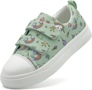Toddler Shoes for Boys and Girls Kids Comfortable Breathable Non-Slip Canvas Sneakers with Dual Hook and Loops