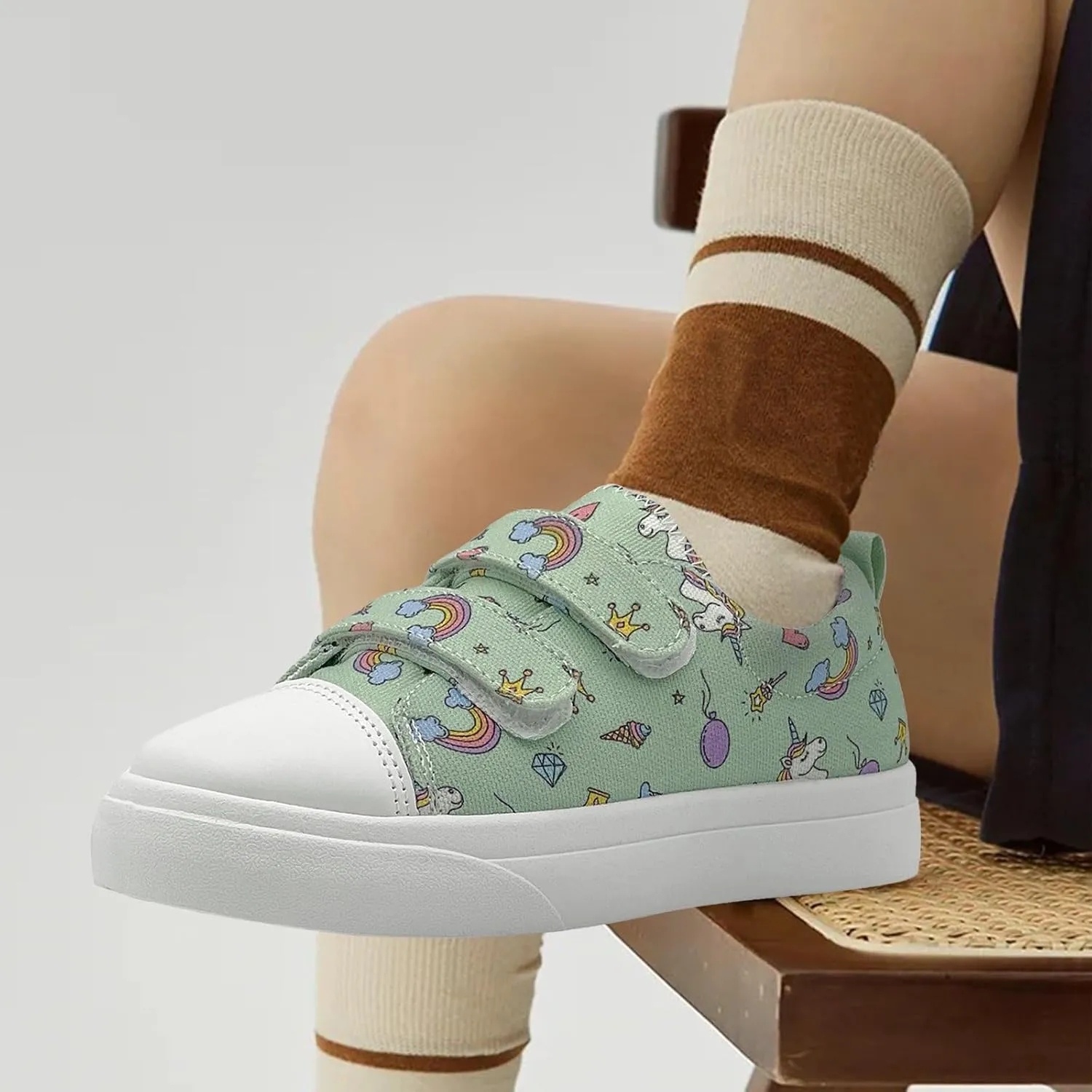Toddler Shoes for Boys and Girls Kids Comfortable Breathable Non-Slip Canvas Sneakers with Dual Hook and Loops