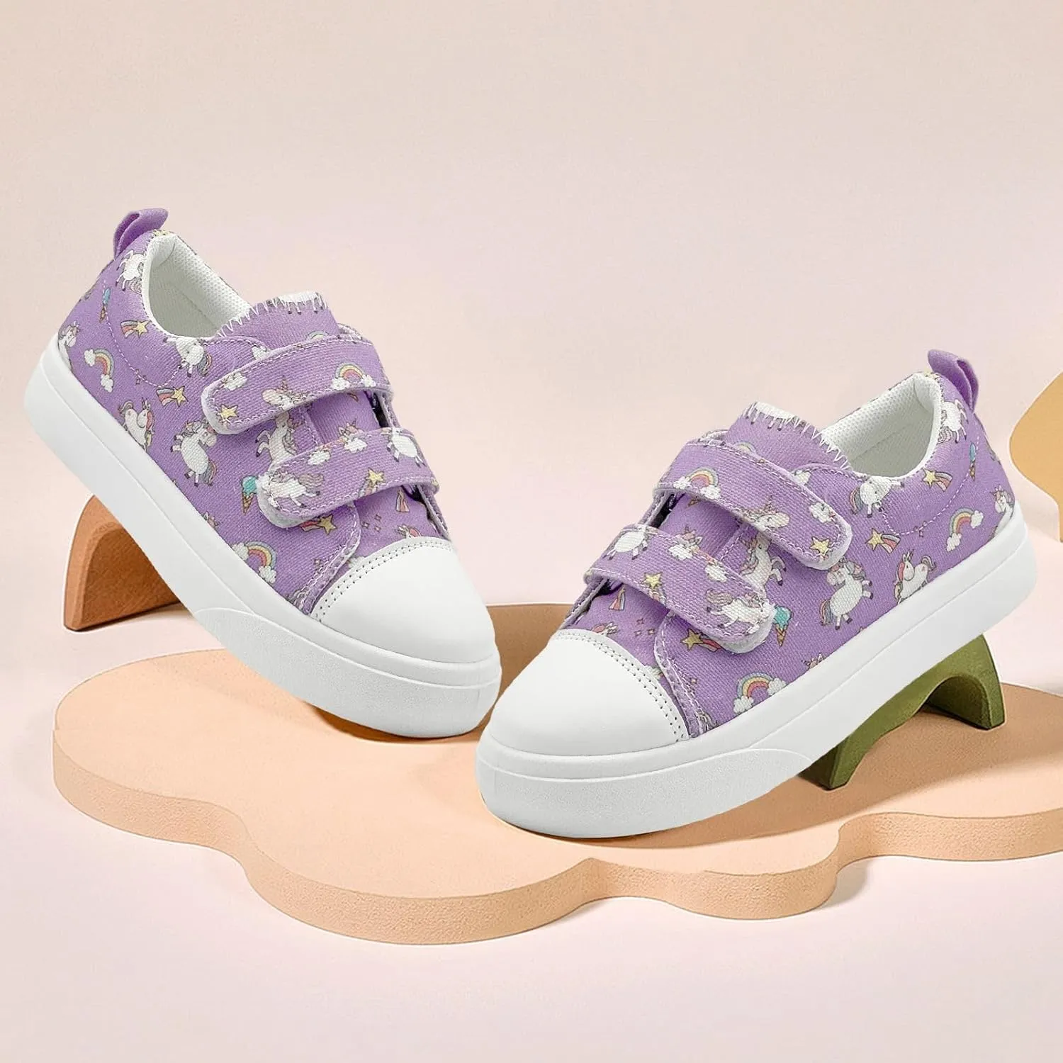 Toddler Shoes for Boys and Girls Kids Comfortable Breathable Non-Slip Canvas Sneakers with Dual Hook and Loops