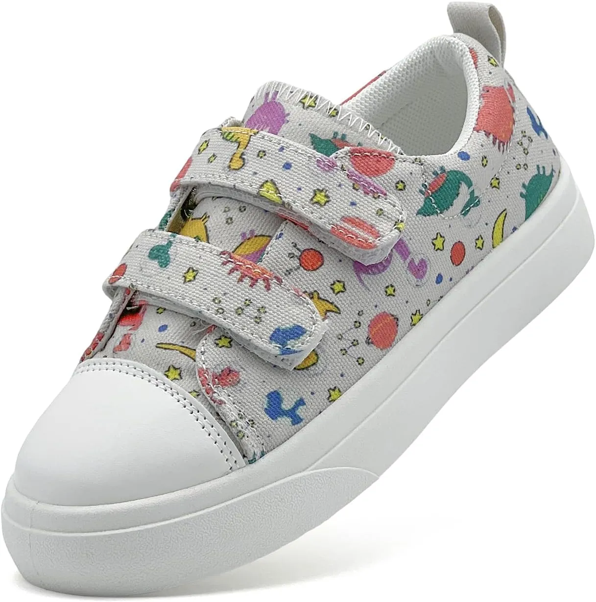 Toddler Shoes for Boys and Girls Kids Comfortable Breathable Non-Slip Canvas Sneakers with Dual Hook and Loops