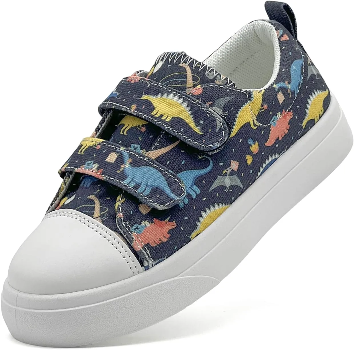 Toddler Shoes for Boys and Girls Kids Comfortable Breathable Non-Slip Canvas Sneakers with Dual Hook and Loops