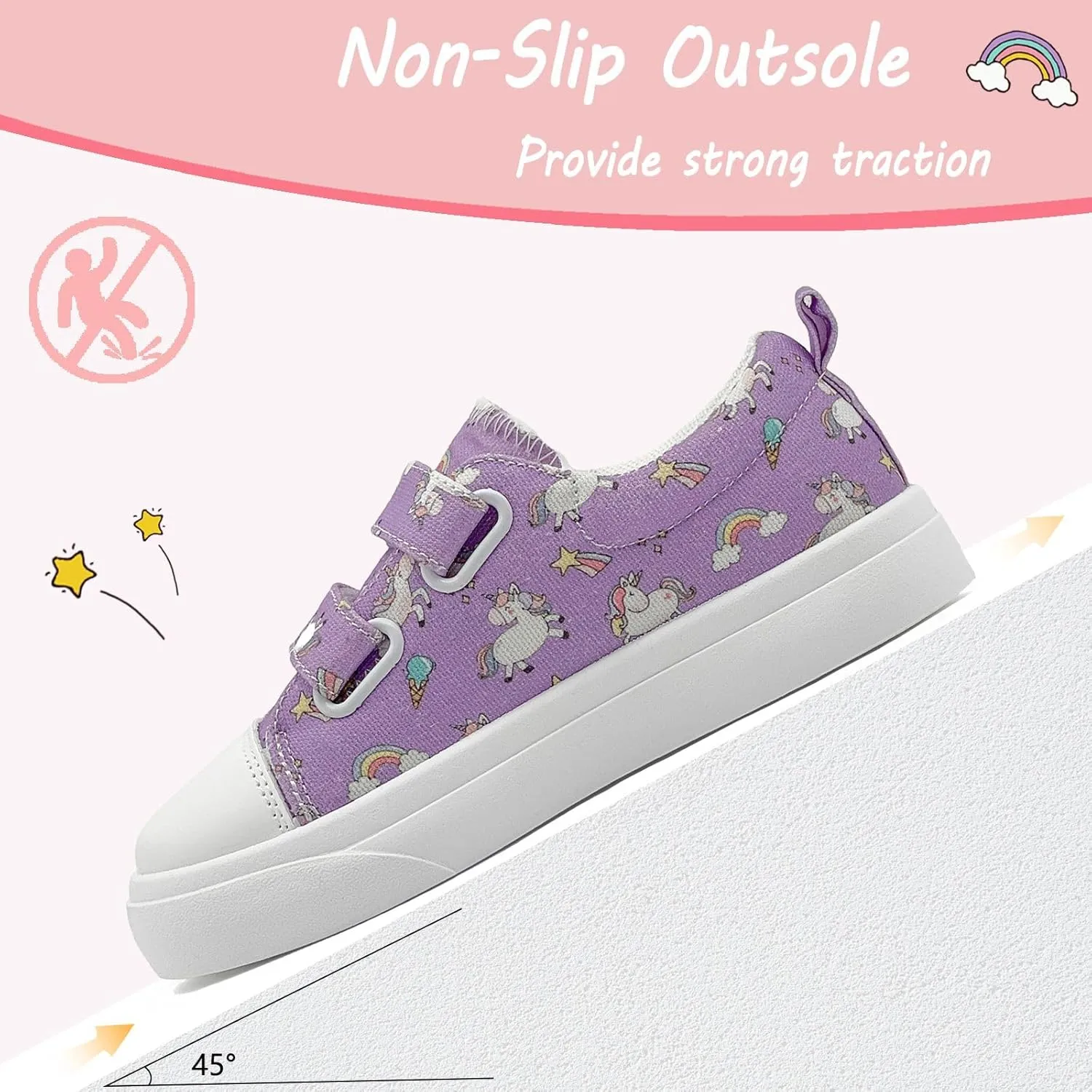 Toddler Shoes for Boys and Girls Kids Comfortable Breathable Non-Slip Canvas Sneakers with Dual Hook and Loops