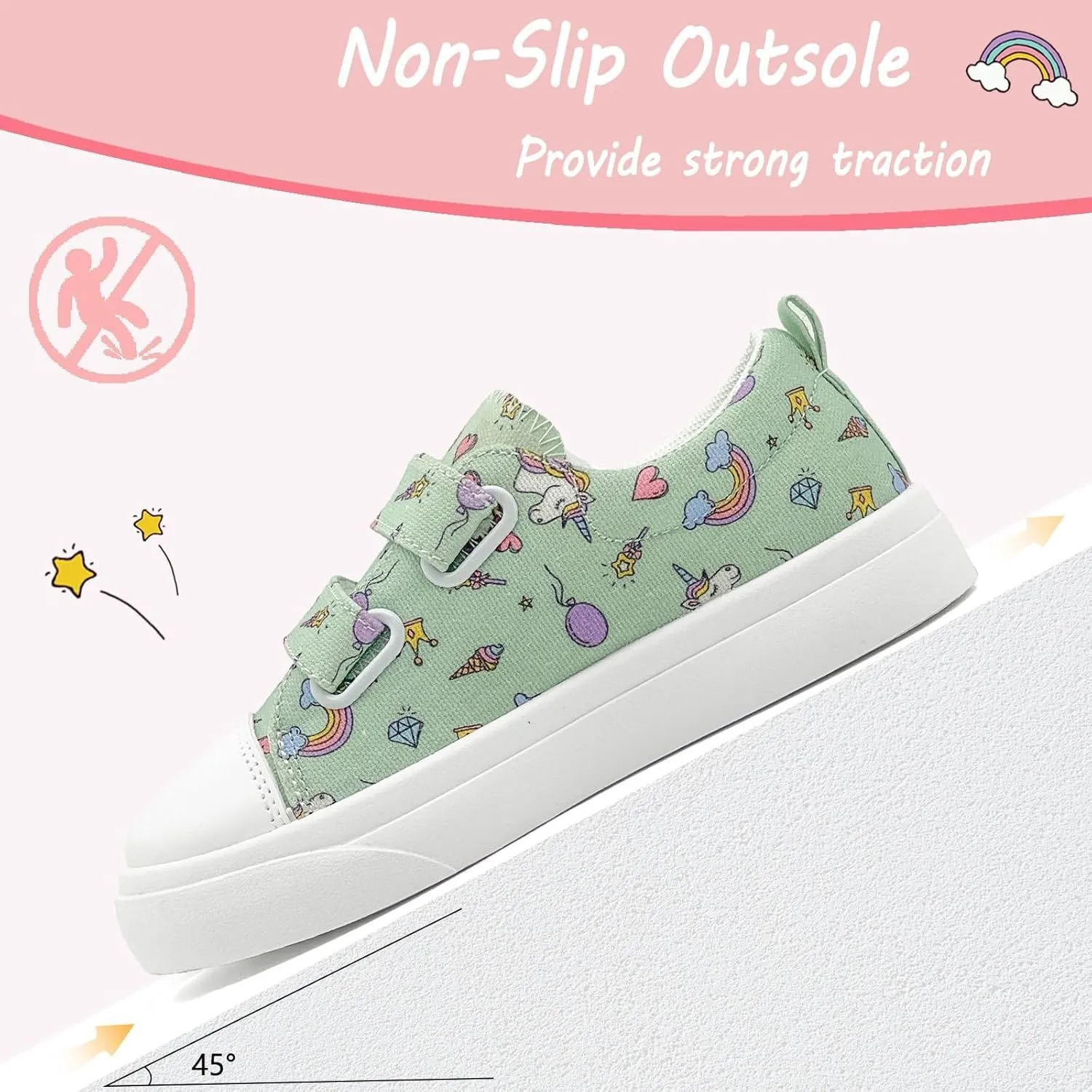 Toddler Shoes for Boys and Girls Kids Comfortable Breathable Non-Slip Canvas Sneakers with Dual Hook and Loops