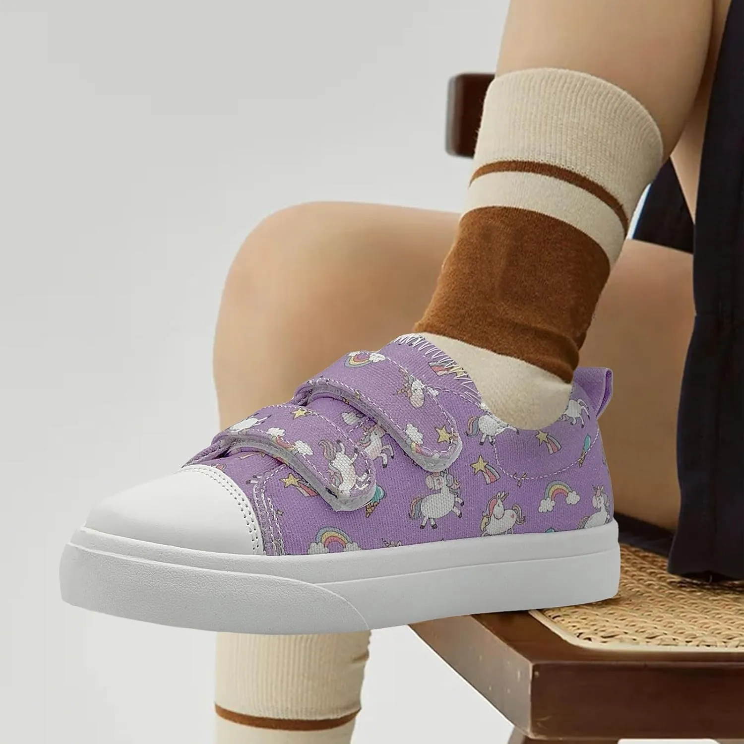 Toddler Shoes for Boys and Girls Kids Comfortable Breathable Non-Slip Canvas Sneakers with Dual Hook and Loops