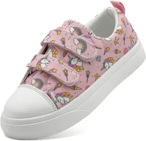 Toddler Shoes for Boys and Girls Kids Comfortable Breathable Non-Slip Canvas Sneakers with Dual Hook and Loops