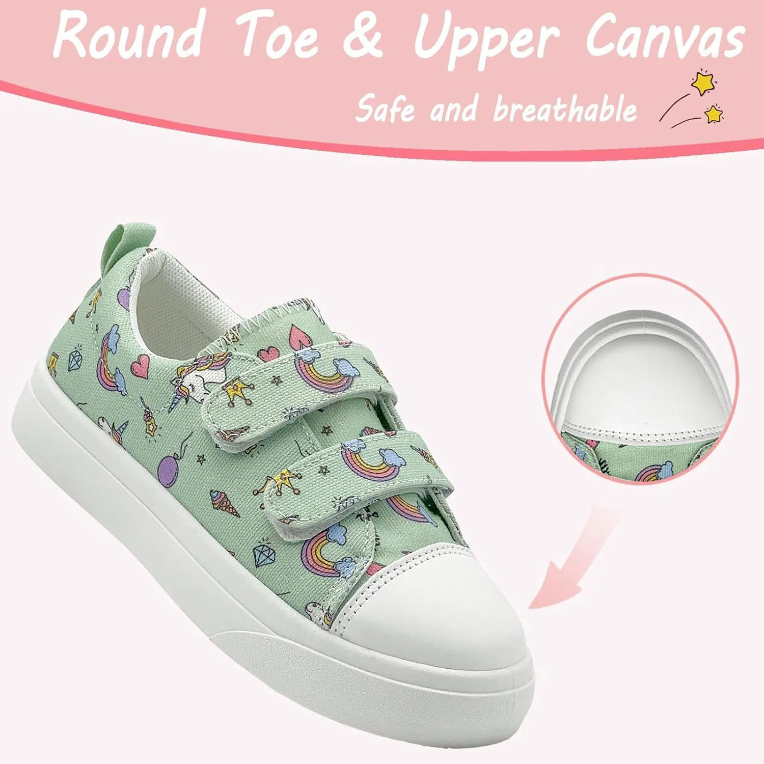 Toddler Shoes for Boys and Girls Kids Comfortable Breathable Non-Slip Canvas Sneakers with Dual Hook and Loops