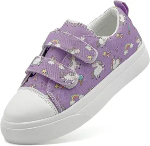 Toddler Shoes for Boys and Girls Kids Comfortable Breathable Non-Slip Canvas Sneakers with Dual Hook and Loops