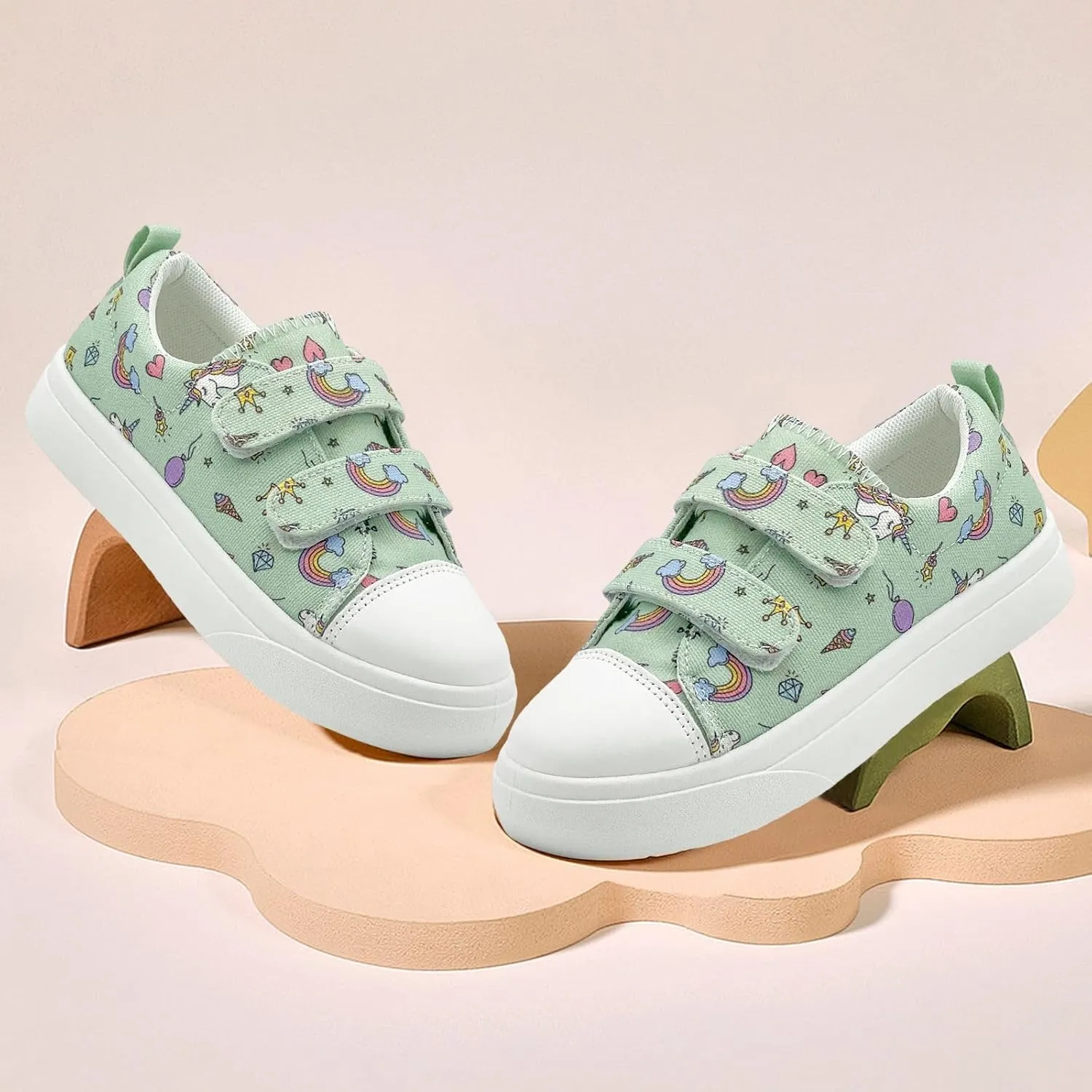 Toddler Shoes for Boys and Girls Kids Comfortable Breathable Non-Slip Canvas Sneakers with Dual Hook and Loops