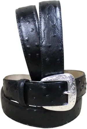 Tony Lama Men's Black Ostrich Dress Belt Black 42