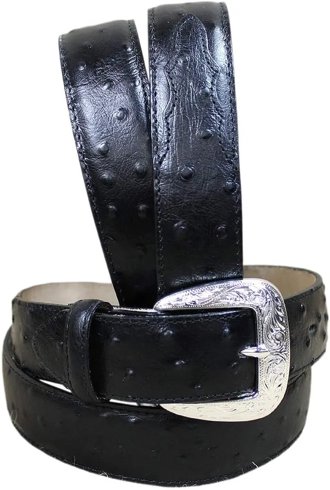 Tony Lama Men's Black Ostrich Dress Belt Black 42