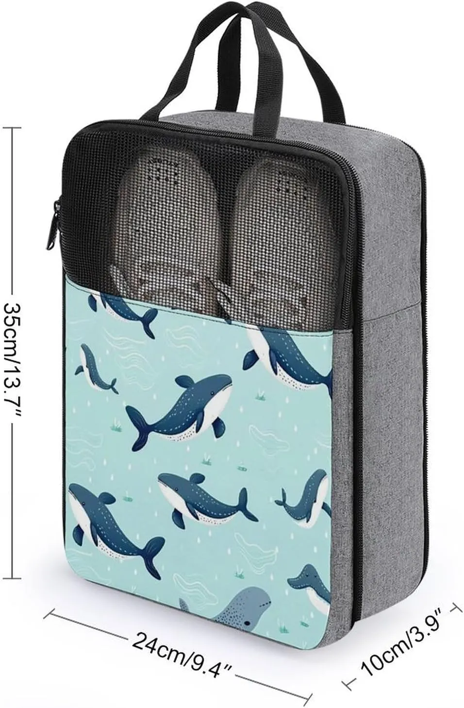 Travel Shoe Bags Waterproof Portable Shoe Storage Pouch with Dual Zipper Handles Waterproof Breathable Durable Mesh Desig Travel Shoe Case Organizer for Travel And Home Use Shoe Bag Whale Symphony