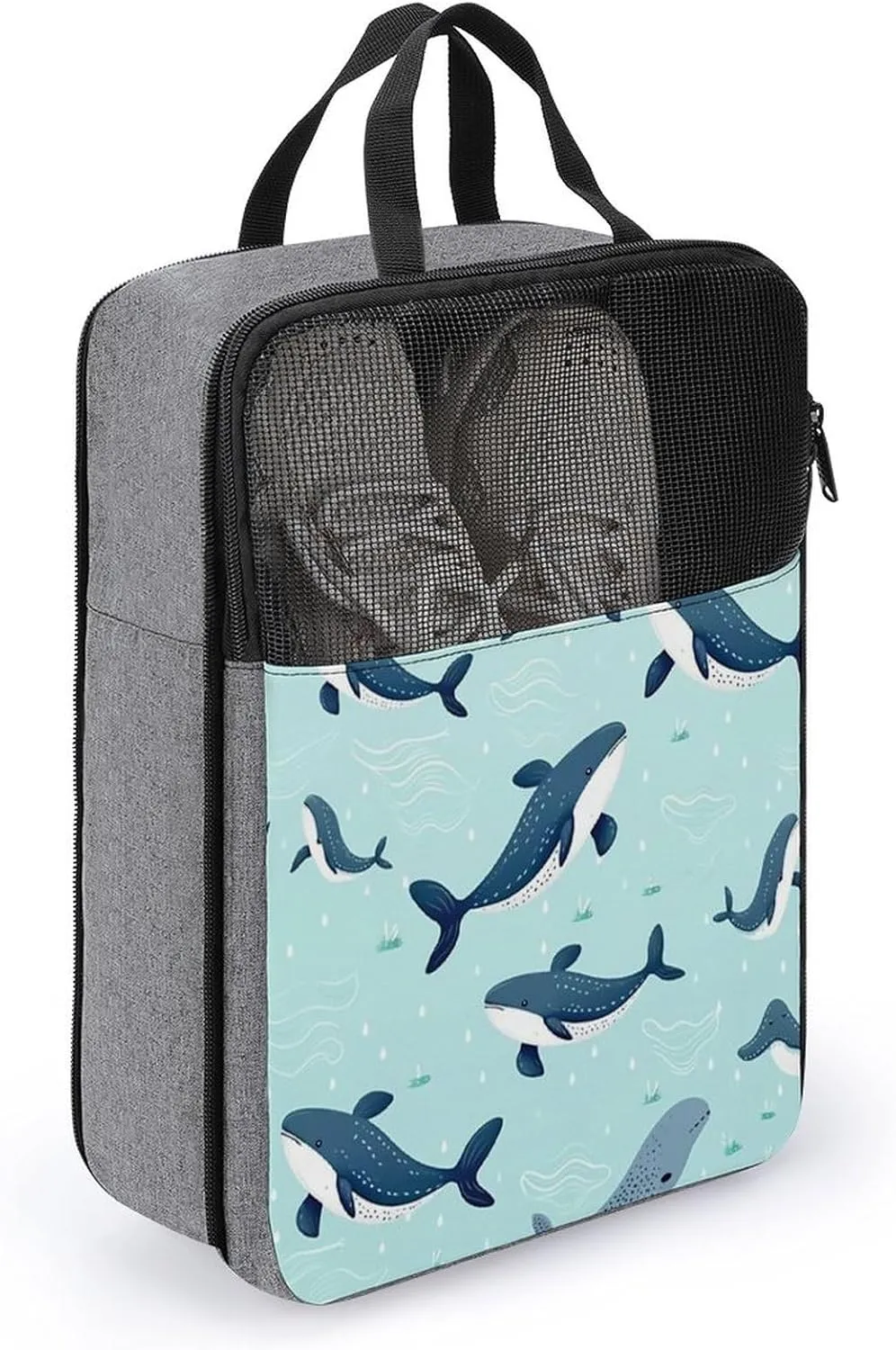 Travel Shoe Bags Waterproof Portable Shoe Storage Pouch with Dual Zipper Handles Waterproof Breathable Durable Mesh Desig Travel Shoe Case Organizer for Travel And Home Use Shoe Bag Whale Symphony