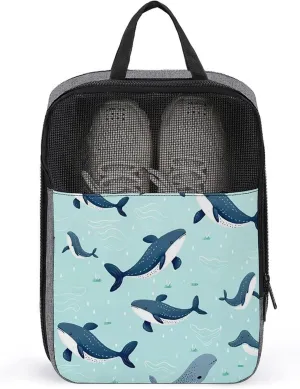 Travel Shoe Bags Waterproof Portable Shoe Storage Pouch with Dual Zipper Handles Waterproof Breathable Durable Mesh Desig Travel Shoe Case Organizer for Travel And Home Use Shoe Bag Whale Symphony