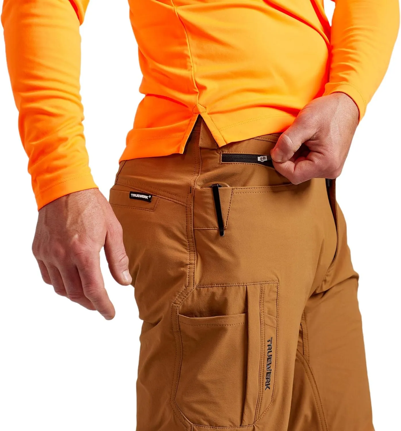 TRUEWERK Men’s Work Pants - T1 WerkPants Relaxed Fit, Lightweight, Moisture Wicking, Tactical Cargo Pants with 4-Way Stretch