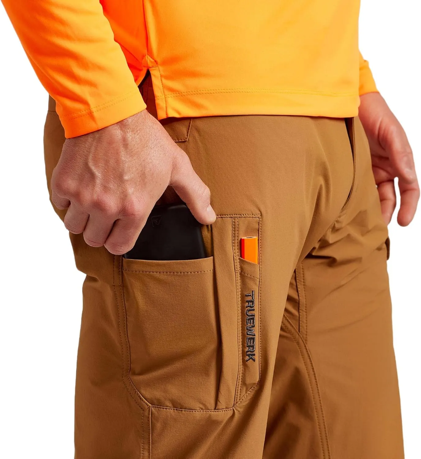 TRUEWERK Men’s Work Pants - T1 WerkPants Relaxed Fit, Lightweight, Moisture Wicking, Tactical Cargo Pants with 4-Way Stretch