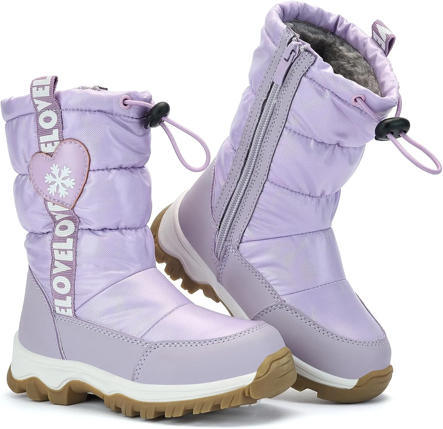 TZJS Girls Winter Boots Lightweight Kids Snow Boots Adjustable and Side Zipper Girl Outdoor Warm Boot Cold Weather Shoes with Faux Fur Lined for Toddler/Little Kids