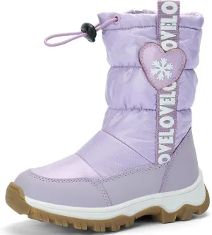 TZJS Girls Winter Boots Lightweight Kids Snow Boots Adjustable and Side Zipper Girl Outdoor Warm Boot Cold Weather Shoes with Faux Fur Lined for Toddler/Little Kids