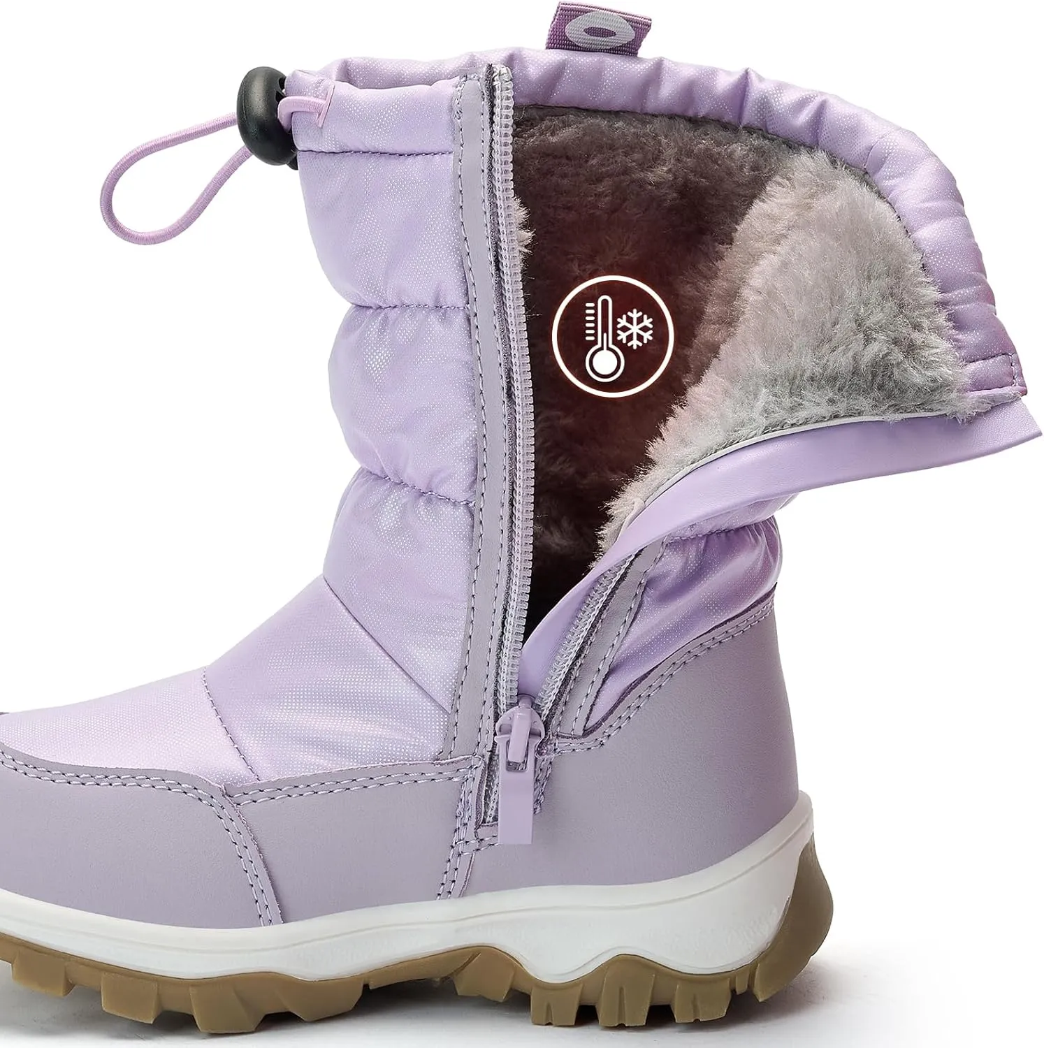 TZJS Girls Winter Boots Lightweight Kids Snow Boots Adjustable and Side Zipper Girl Outdoor Warm Boot Cold Weather Shoes with Faux Fur Lined for Toddler/Little Kids