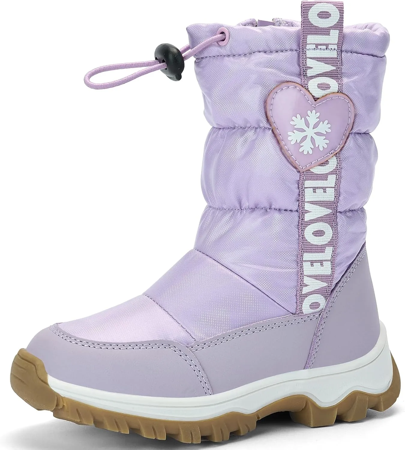 TZJS Girls Winter Boots Lightweight Kids Snow Boots Adjustable and Side Zipper Girl Outdoor Warm Boot Cold Weather Shoes with Faux Fur Lined for Toddler/Little Kids