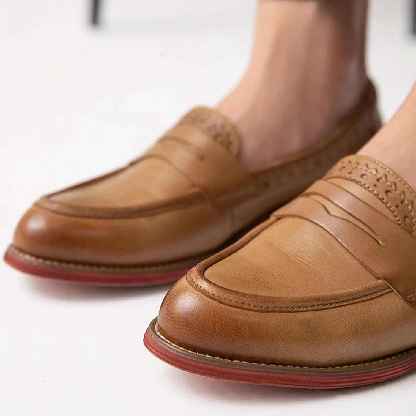U-lite Women's Classic Sheepskin Penny Loafers Comfortable Slip On Dress Flats Shoes