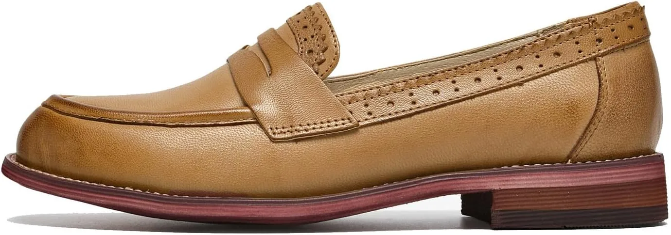 U-lite Women's Classic Sheepskin Penny Loafers Comfortable Slip On Dress Flats Shoes