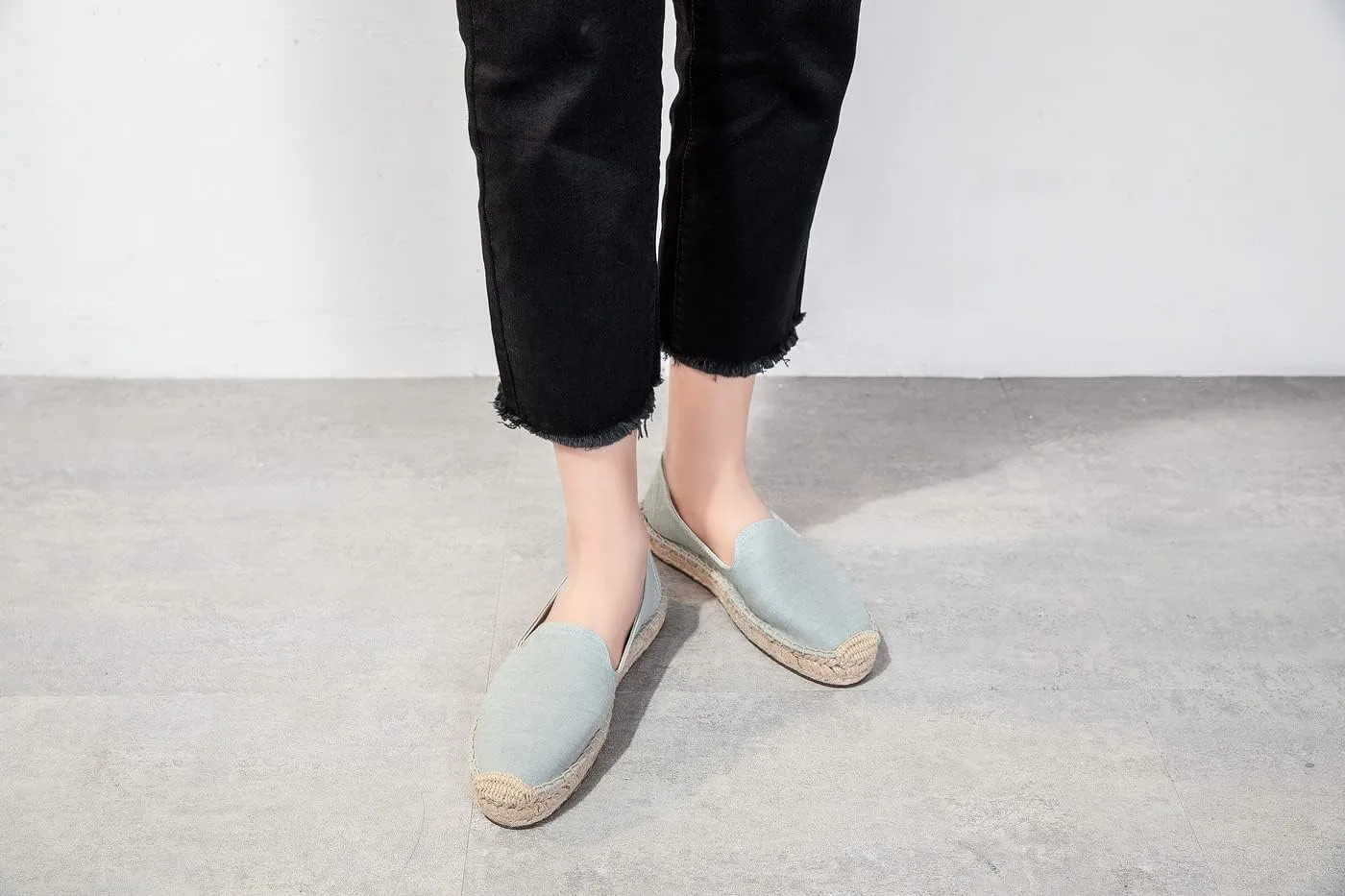 U-lite Women's Classic Slip on Flat Shoes Casual Cap-Toe Platform Simple Espadrille Canvas Loafers