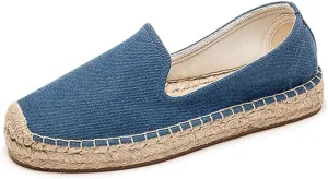 U-lite Women's Classic Slip on Flat Shoes Casual Cap-Toe Platform Simple Espadrille Canvas Loafers