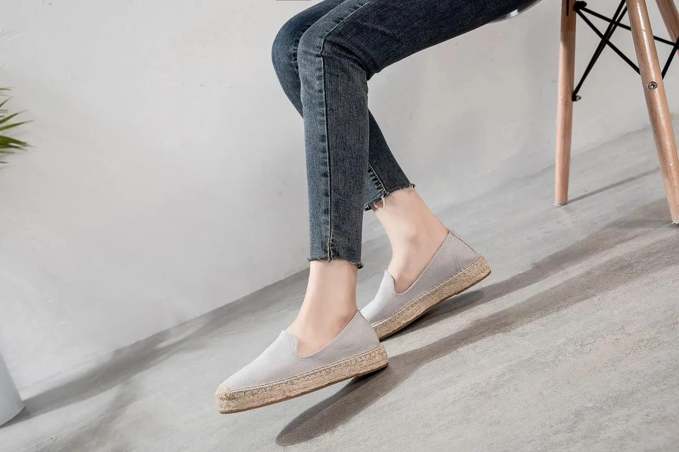 U-lite Women's Classic Slip on Flat Shoes Casual Cap-Toe Platform Simple Espadrille Canvas Loafers