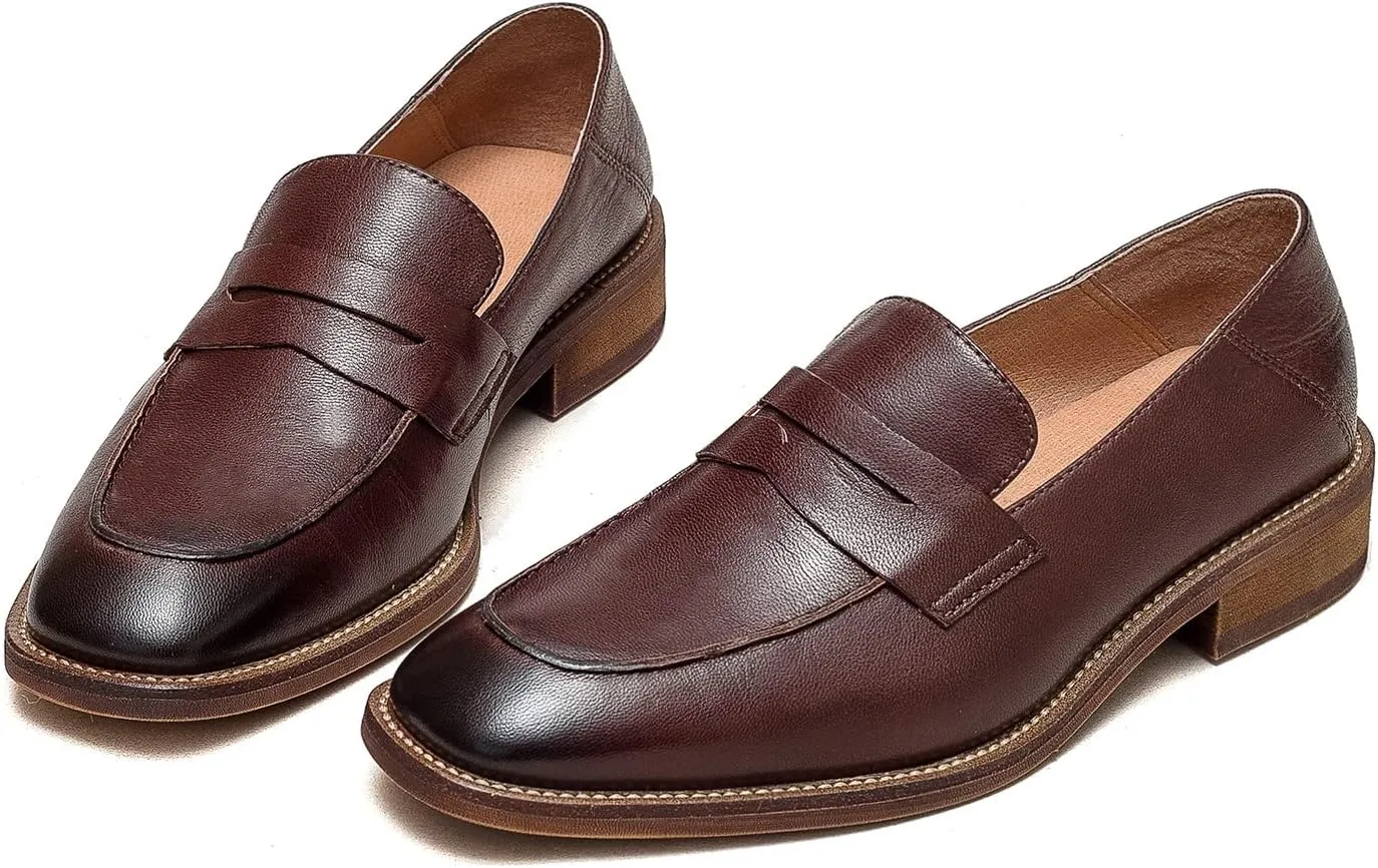 U-lite Women’s Sheepskin Leather Slip-On Loafers - Soft, Comfortable, and Lightweight Shoes with Collapsible Heel