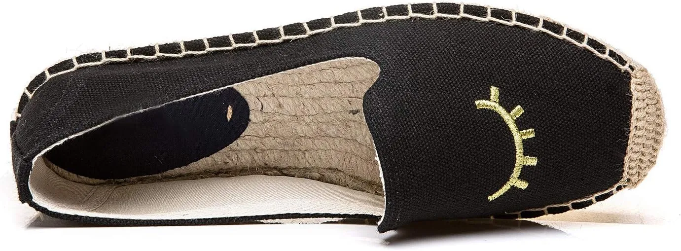 U-lite Women's Slip on Flat Shoes Casual Cap-Toe Platform Espadrille Canvas Flax Loafers