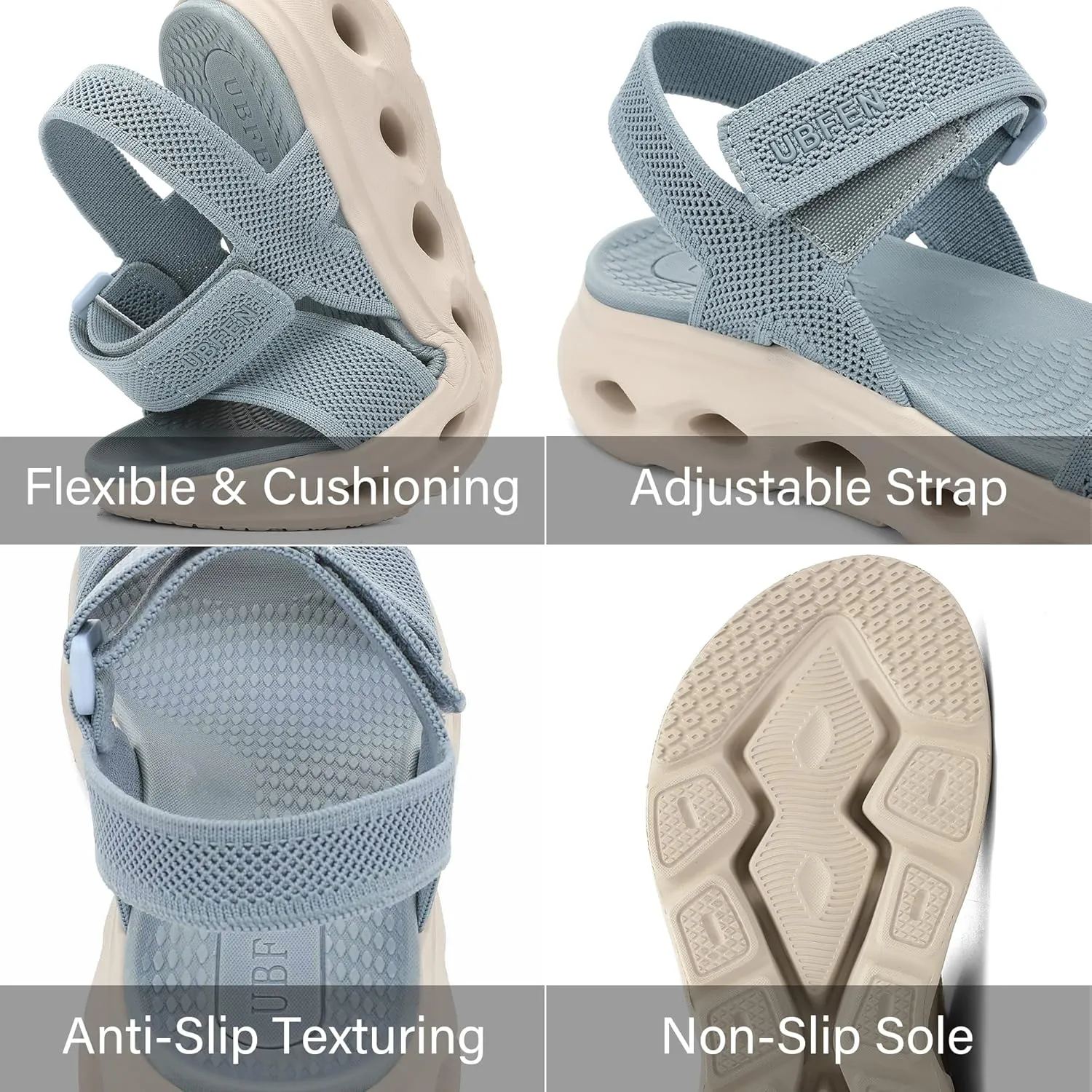 UBFEN Womens Sport Sandals Comfortable Walking Arch Support Adjustable Ankle Strap Platform Soft Footbed Cushion Breathable Woven Upper Summer Outdoor Sandals