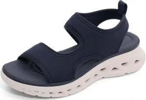UBFEN Womens Sport Sandals with Elastic Ankle Strap - Comfortable Walking Casual Open Toe Summer Wedge Sandals