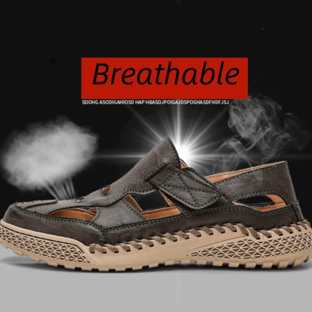 UIKGITP Mens Closed Toe Sandals Sandalias para Hombres Summer Outdoor Travel Leather Fisherman Casual Sandal