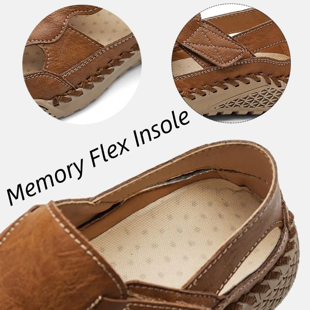 UIKGITP Mens Closed Toe Sandals Sandalias para Hombres Summer Outdoor Travel Leather Fisherman Casual Sandal
