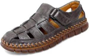 UIKGITP Mens Sandals Sandalias de Hombre Mens Casual Leather Sandals Fisherman Beach Sandals Hiking Water Shoes Closed Toe Outdoor Size 10