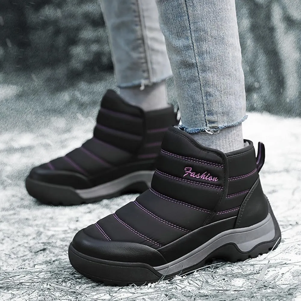 UIKGITP Womens Winter Snow Boots Outdoor Anti Slip Ankle Booties Water Repellency Fur Lined Warm Platform Stylish Fuzzy Youth Women Booties