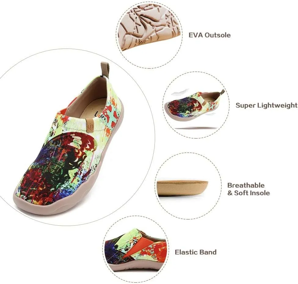 UIN Women's Artistic Slip-On Shoes Vibrant Floral Casual Loafers Lightweight Comfortable Travel Footwear