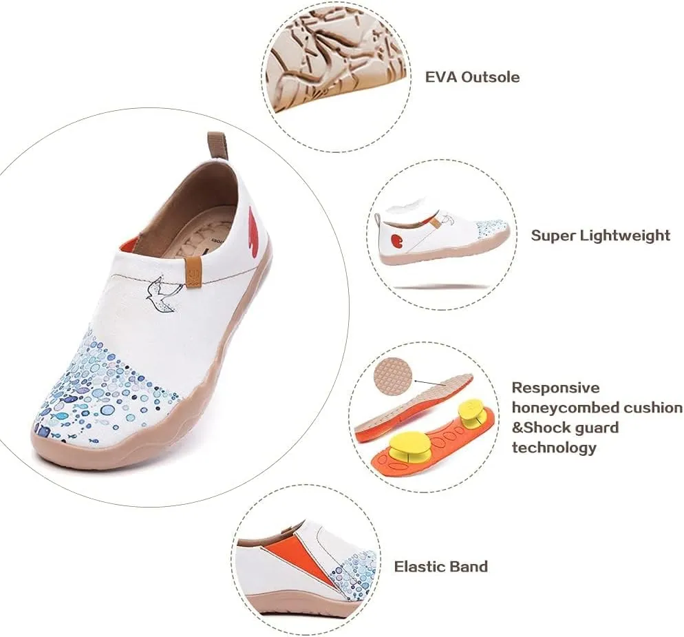 UIN Women's Artistic Slip-On Shoes Vibrant Floral Casual Loafers Lightweight Comfortable Travel Footwear