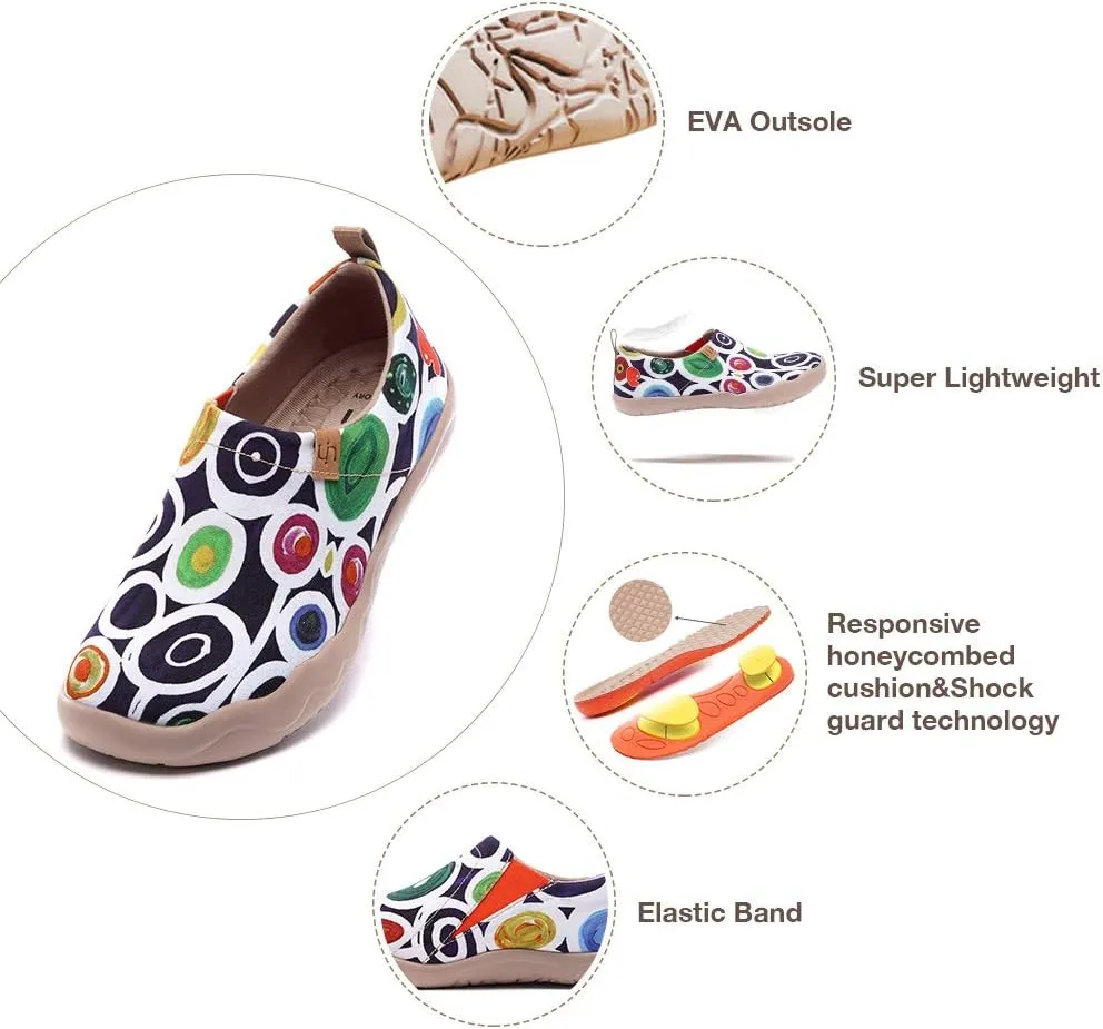 UIN Women's Artistic Slip-On Shoes Vibrant Floral Casual Loafers Lightweight Comfortable Travel Footwear
