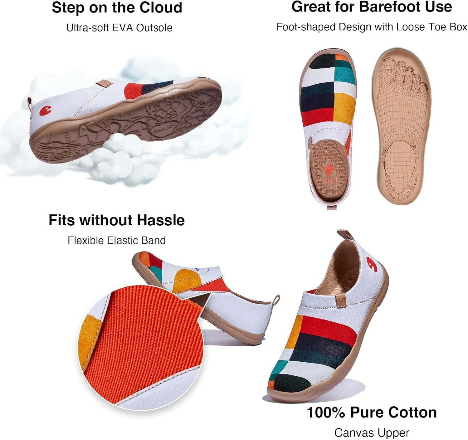 UIN Women's Artistic Slip-On Shoes Vibrant Floral Casual Loafers Lightweight Comfortable Travel Footwear
