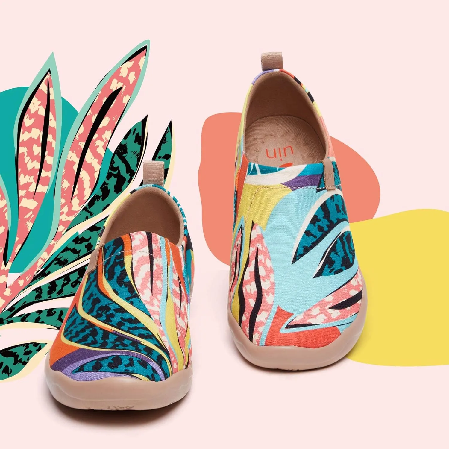 UIN Women's Blossom Slip On Shoes Colorful Comfortable Lightweight Art Travel Sneakers Casual Floral Stylish Everyday Loafers